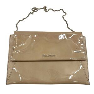MaxMara Tan Clutch with Gold Shoulder Chain